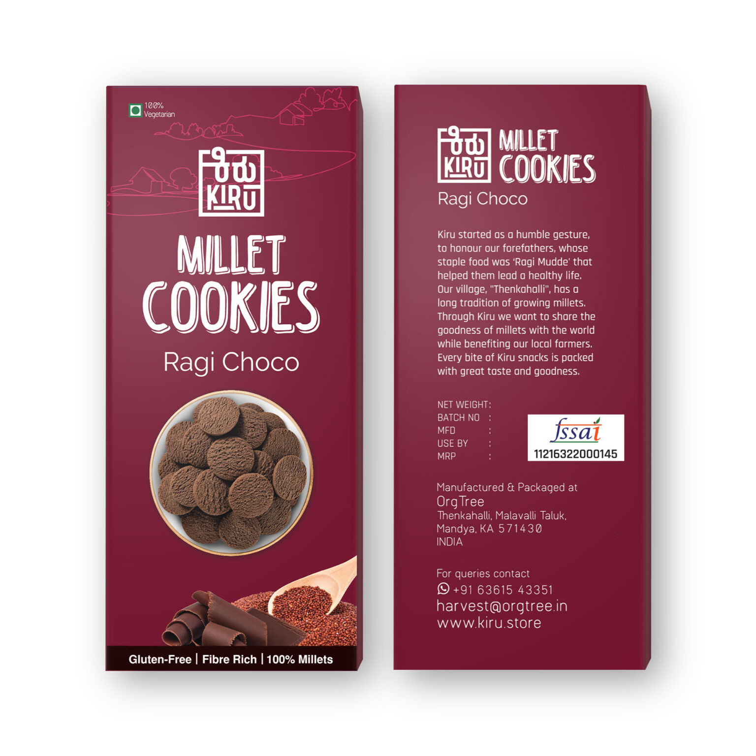 Kiru Ragi Choco Millet Cookies Millet Biscuits Kiru Millet Snacks